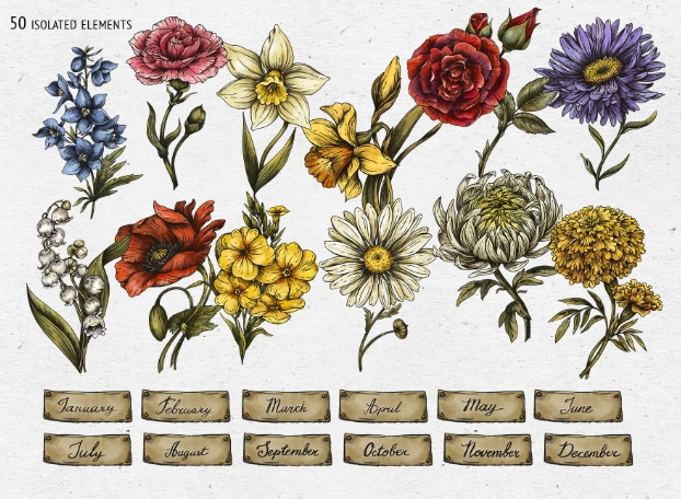 birth month flowers and stones